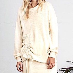 Designers Remix Sydni Ruched Wool Sweater in Ivory